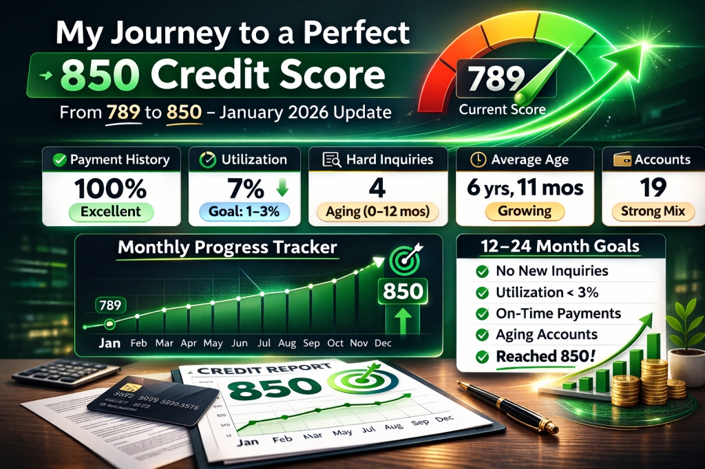 How I’m Going From a 789 to a Perfect 850 Credit Score, January 2026 Update + Monthly Progress Plan